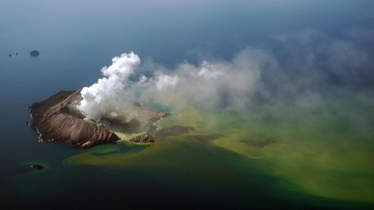 The Volcano: Rescue from Whakaari backdrop