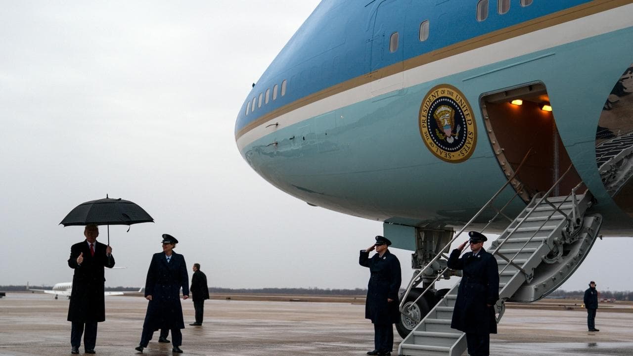 Aboard Air Force One backdrop